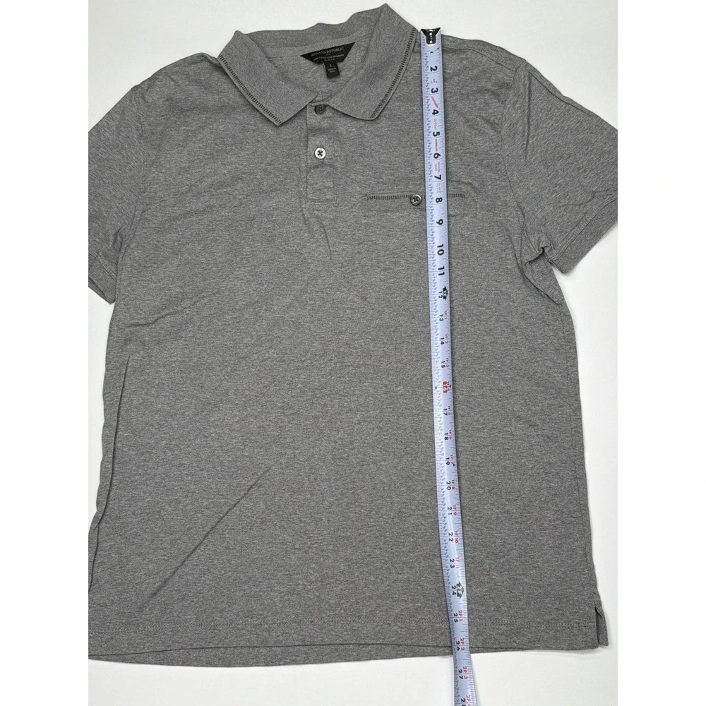 Banana Republic Luxe Touch Performance Polo Shirt Men Large Slim Fit Gray Cotton